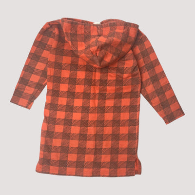 sweat hoodie dress, orange/black grid | 122/128cm
