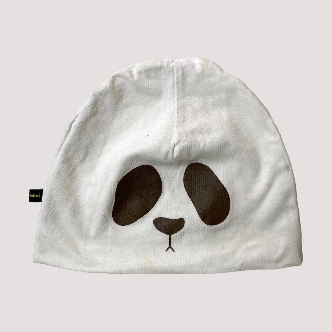 panda reversible beanie, white and brown/red | 48/50cm