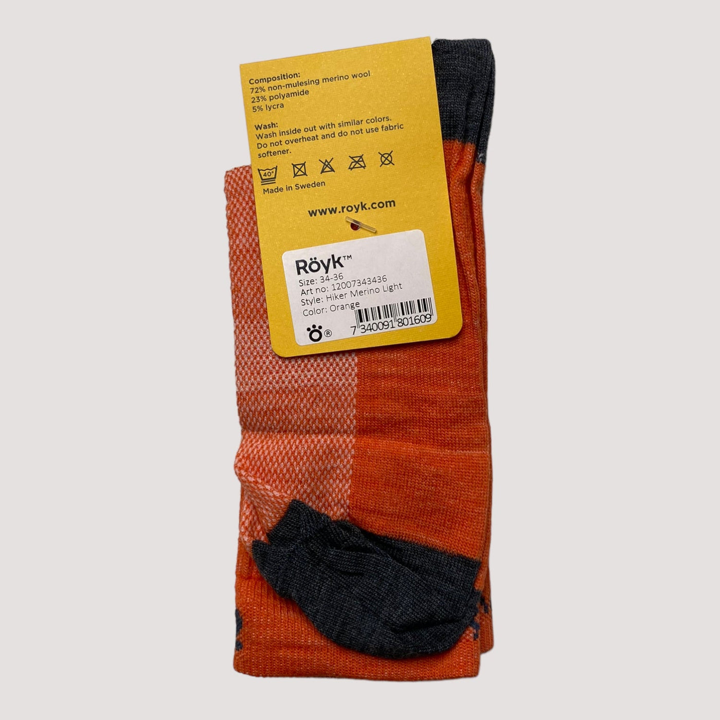 Röyk merino hiker socks, orange | 34-36