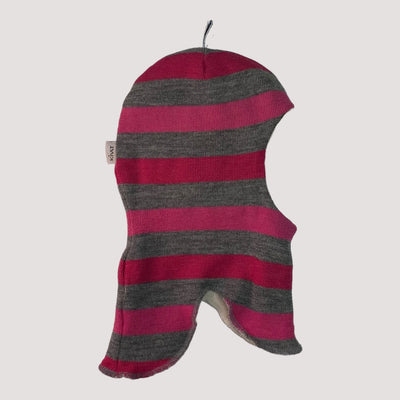 wool balaclava, grey/pink | 2-4y
