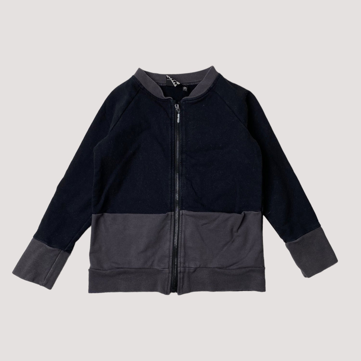 Papu zipper sweat jacket, black/taupe grey | 98/104cm