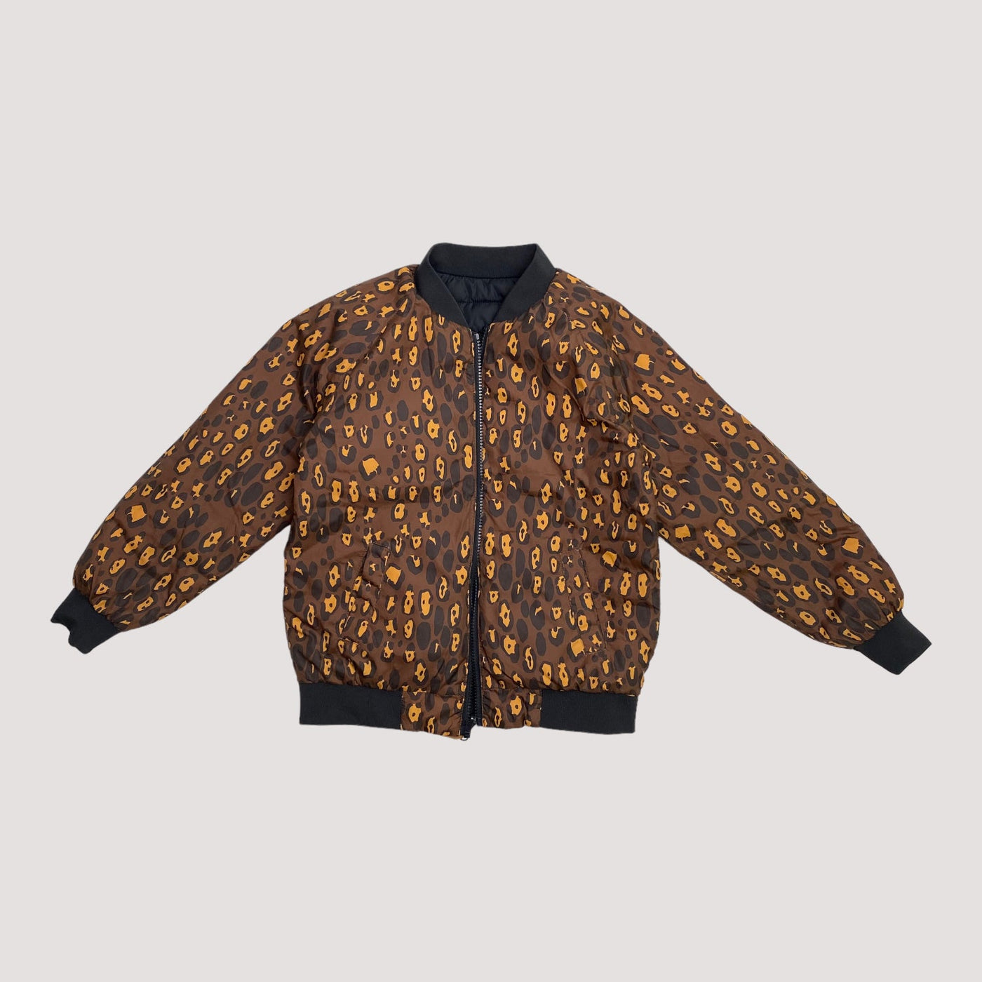 reversible insulator jacket, black/leopard | 128/134cm