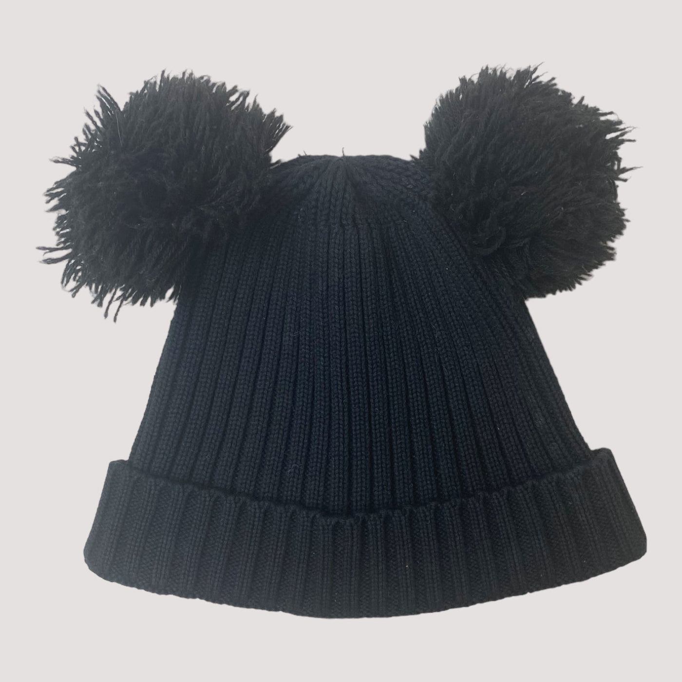 pom knitted beanie, black | 48/50cm