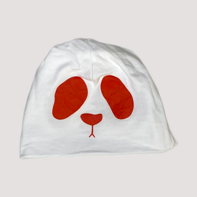 panda reversible beanie, brown/red | 44/46cm