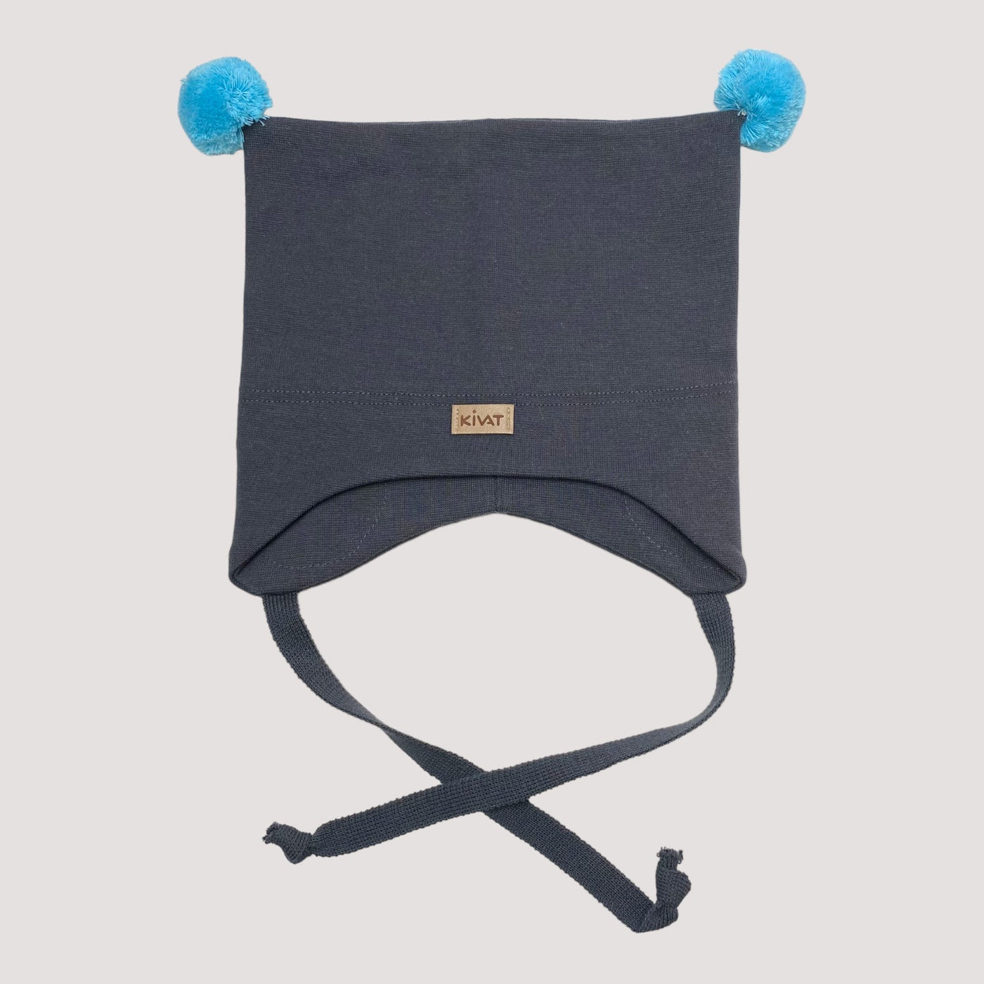beanie with two poms, grey/turquoise | 2-4Y