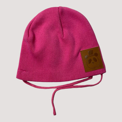 knitted cotton beanie, deep pink | 4-9m